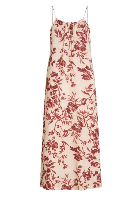 Semicouture Emmy long 100% linen dress with gathered neckline and open back Made in Italy SEMICOUTURE |  | S6SS59FLW65