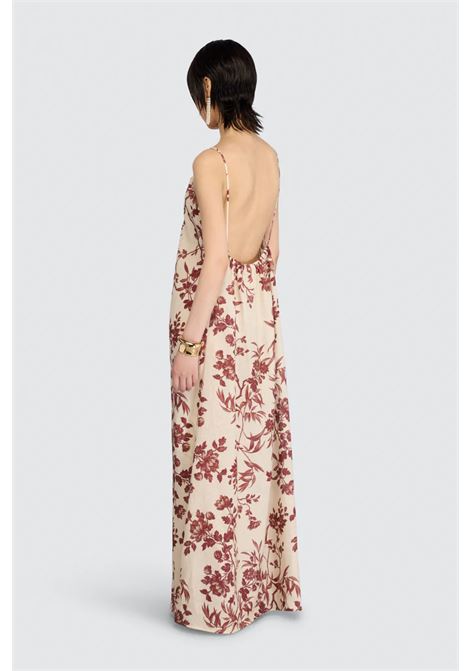 Semicouture Emmy long 100% linen dress with gathered neckline and open back Made in Italy SEMICOUTURE |  | S6SS59FLW65