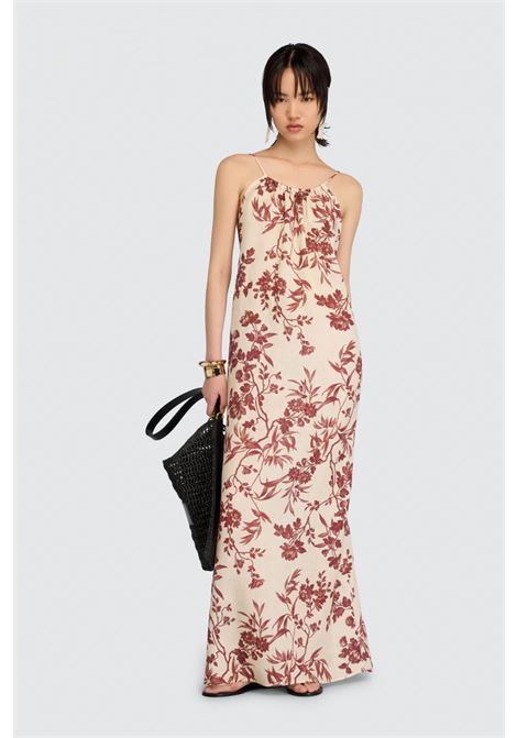 Semicouture Emmy long 100% linen dress with gathered neckline and open back Made in Italy SEMICOUTURE |  | S6SS59FLW65