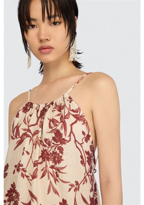 Semicouture Emmy long 100% linen dress with gathered neckline and open back Made in Italy SEMICOUTURE |  | S6SS59FLW65