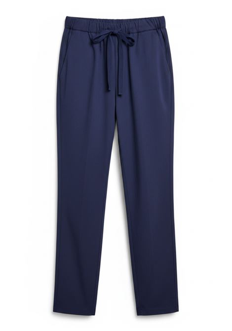 Pantaloni Buddy in Popeline di Cotone Stretch Blu Baltico SEMICOUTURE | Pantaloni | Y6SK43N06-1