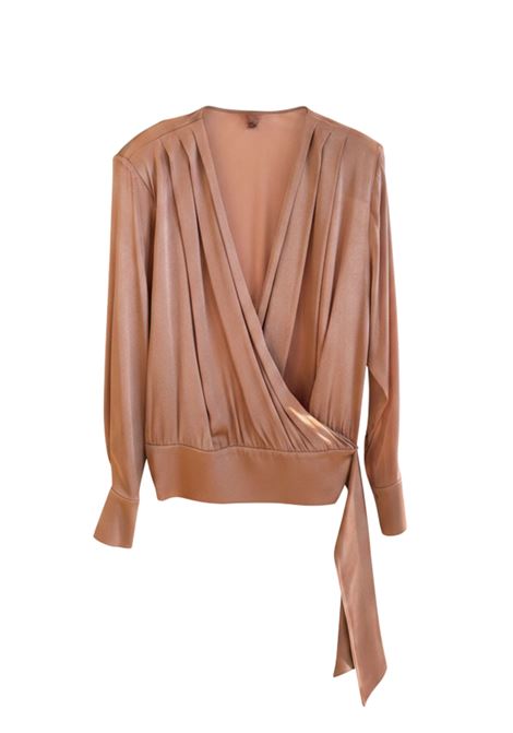 Blusa Carolina a Portafoglio in Misto Seta Rosa Antico SEMICOUTURE | Bluse | Y6SM11E34-1