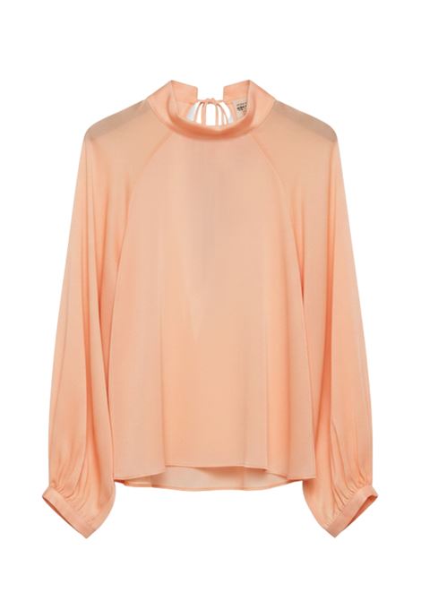 Blusa Carmina in Misto Seta Rosa con Schiena Aperta SEMICOUTURE | CAMICIE | Y6SM12F23-0