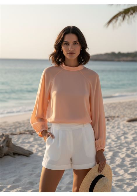 Blusa Carmina in Misto Seta Rosa con Schiena Aperta SEMICOUTURE | CAMICIE | Y6SM12F23-0