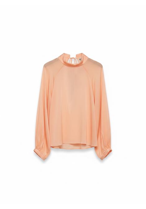 Blusa Carmina in Misto Seta Rosa con Schiena Aperta SEMICOUTURE | CAMICIE | Y6SM12F23-0