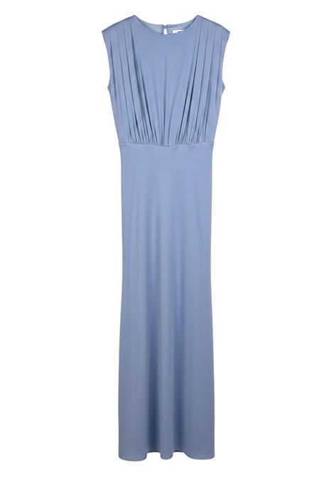 Semicouture Abito Casilda Lungo in Misto Seta Celeste Alaska SEMICOUTURE | Abiti | Y6SM32L51-1