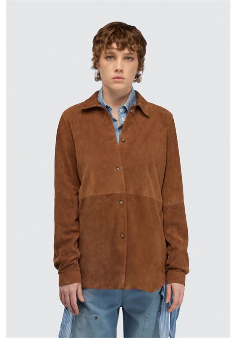 Camicia Semicouture Filipa in camoscio vera pelle SEMICOUTURE | CAMICIE | Y6ST01T57-4