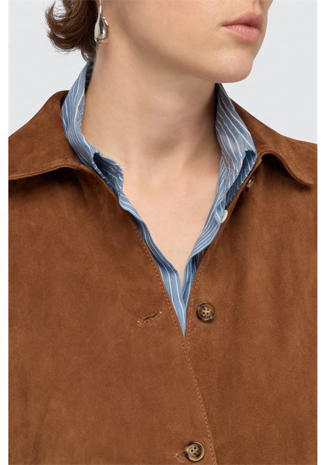 Camicia Semicouture Filipa in camoscio vera pelle SEMICOUTURE | CAMICIE | Y6ST01T57-4