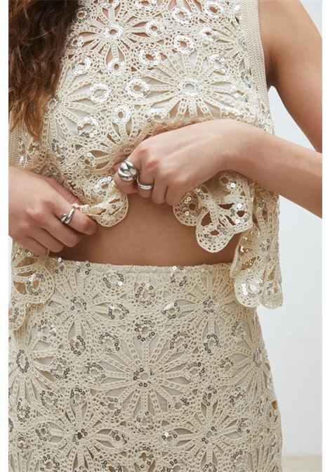 Suncoo Fanny long high-waisted crochet sequin skirt with cotton lining SUNCOO |  | S26C0525106