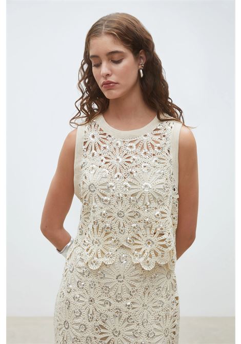 Suncoo Lois crochet and sequin crop top with cotton lining SUNCOO |  | S26C0724906