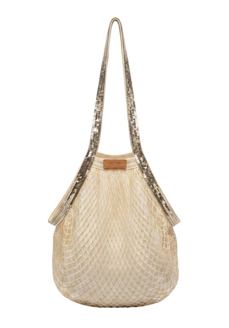 Vanessa Bruno Medium Moon Bag in Woven Raffia and Lurex - Vanille Vanessa Bruno |  | 1EVE26-V40700222