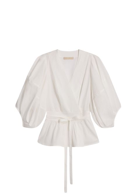 Vanessa Bruno Gunner Blouse - Structured Wrap Top in Lyocell & Cotton Vanessa Bruno |  | 4EVA69-V09896003