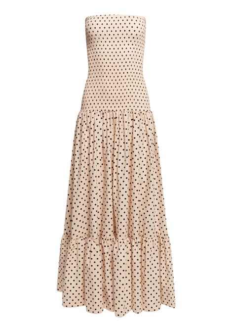 Weili Zheng long smocked bandeau cotton muslin dress with polka dots WEILI ZHENG |  | S26DL13PD03