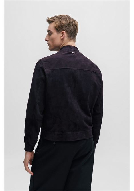 Giubbotto regular fit in pelle scamosciata con polsini a coste BOSS | Giubbini | 50505647404